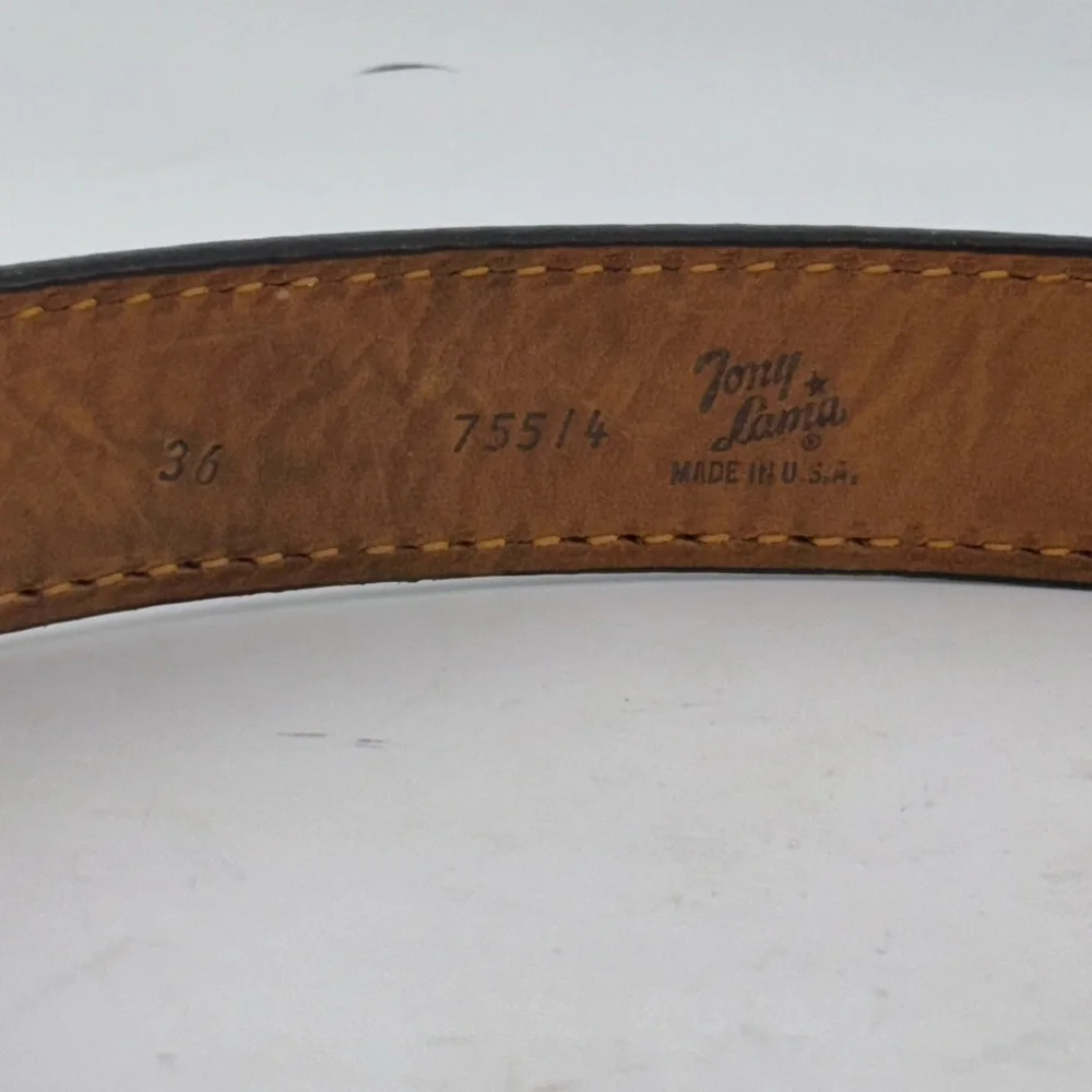 VINTAGE TONY LAMA Belt 36 Brown Cowhide leather Western Cowboy Rodeo​​